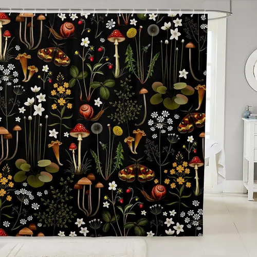 Miniatura 48 de Castle Fairy Cortinas de ducha con hojas de ginkgo, cortina de baño botánica de naturaleza verde, tela de plantas de acuarela, juego de decoración