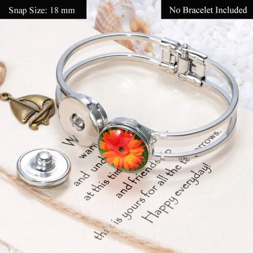 Miniatura 3 de 50 dijes de joyería a presión de 0.71 pulgadas intercambiables, dijes a presión para pulseras de joyería a presión, botones a presión de cristal