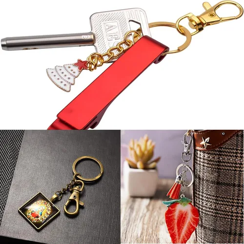 Miniatura 6 de 100 ganchos a presión con cordón y llaveros con cadena y anillos de salto para llavero, accesorios de manualidades de joyería