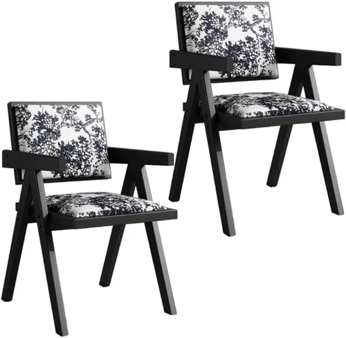 Miniatura 11 de YVYKFZD Juego de sillas de comedor de madera maciza, sillas de cocina sin brazos, silla de comedor tapizada con respaldo, sillón de terciopelo