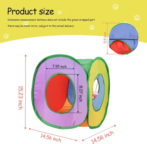 Miniatura 2 de Andiker Túnel para gatos, tienda de campaña plegable cuadrada colorida para gatitos que combina con la mayoría de tubos para gatos, tienda