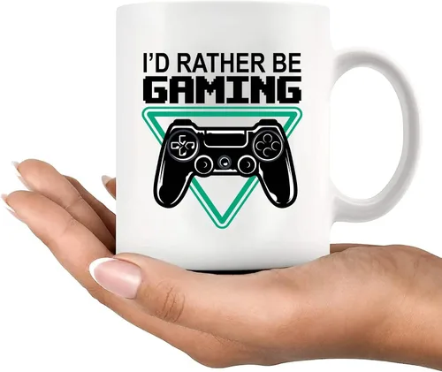 Miniatura 8 de Taza de cerámica de 11 oz con texto en inglés "I'd Rather Be Gaming Gamer Gifts for Men Boyfriend Women Cool Gamers Gifts from Girlfriend Sister