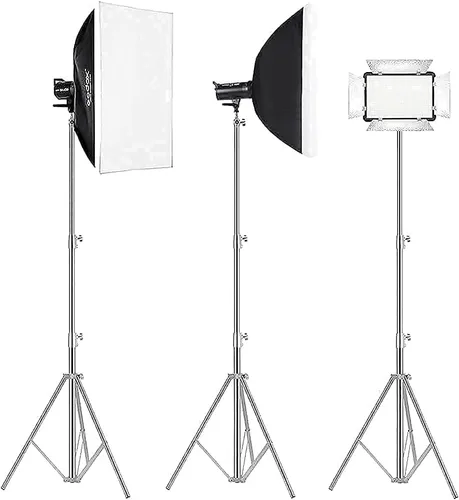 Miniatura 5 de Soporte de trípode de video para fotografía de acero inoxidable, soporte de trípode acolchado con resorte, 9.5 pies/9.2 ft, adaptador universal