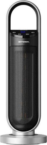 Emerson SmartVoice - Calentador de espacio en torre de 23 pulgadas, control de voz sin conexión, calentamiento rápido de 1500 W, oscilación de 65°,