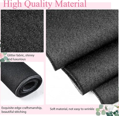 Miniatura 5 de Shihanee Alfombra de pasillo de lentejuelas para boda, alfombra con purpurina con cinta de alfombra, brillante, para baile de graduación, Negro