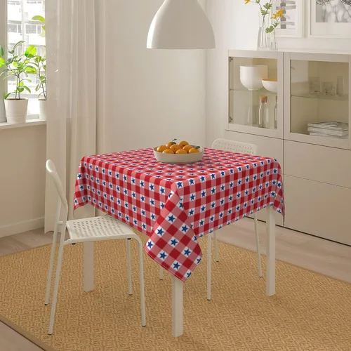 Miniatura 7 de 4th of July Tablecloth Square 60x60 Inch,Red White Buffalo Plaid Check Blue Patriotic Stars Table Cloth,Stain Resistance Polyester Independence Day