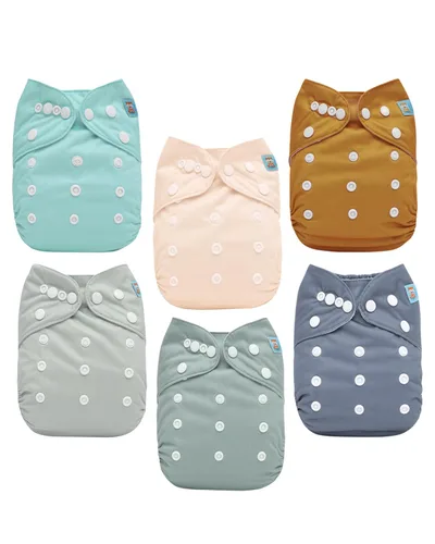 Miniatura 20 de ALVABABY pañales de tela para bebés, tamaño único y ajustable, pañales lavables y reutilizables para niños y niñas, 6 unidades con 12 rellenos