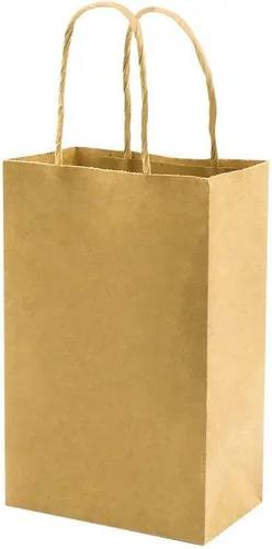 Miniatura 3 de Cada paquete de 100 bolsas de regalo de papel para manualidades de tamaño pequeño blanco y marrón con asas color azul para recuerdos de fiesta