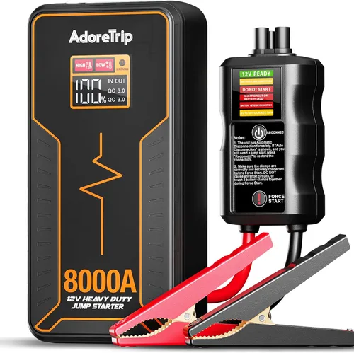Arrancador de batería de coche de 8000 A, batería portátil de 12 V para motores diésel de hasta 13L de gasolina/8L, abrazadera de pantalla