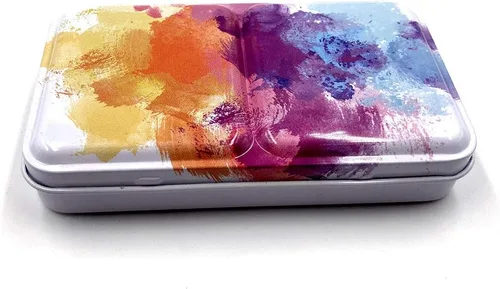 Aliotech Travel Artist - Caja vacía de acuarela, caja de pintura con paleta, lata pequeña colorida con 12 medias bandejas (colorido)