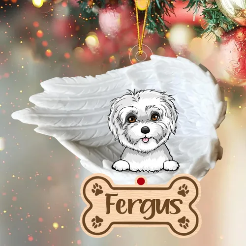 Miniatura 49 de Adorno de perro afgano de 1 ángel, adorno acrílico 2D personalizado conmemorativo para perros, regalo por pérdida de mascotas, regalo