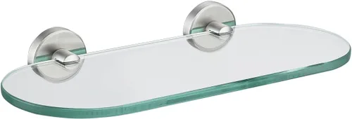 Miniatura 33 de JQK Estante de vidrio para baño dorado, almacenamiento de ducha de vidrio templado de 20 por 5 pulgadas, montaje de pared dorado cepillado de acero