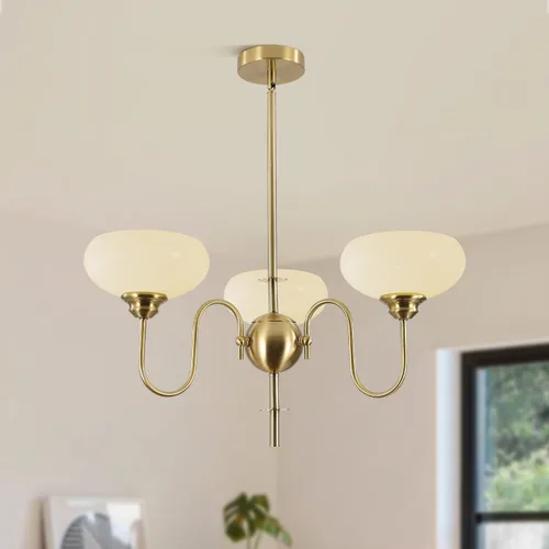 Miniatura 8 de BOKT Candelabro Francés de Oro y Blanco Moderno de 3 Luces para Comedor Sobre Mesa Candelabros Vintage para Vestíbulo Ajustables