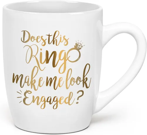 Miniatura 8 de Maustic Divertida taza de café con texto en inglés «Does This Ring Make Me Look Engaged», taza de café divertida para hombres y mujeres, cumpleaños