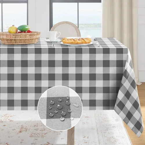 Miniatura 16 de Softalker - Mantel rectangular a cuadros, impermeable para exteriores, 54 x 120 pulgadas, mantel de búfalo a cuadros, resistente a las manchas