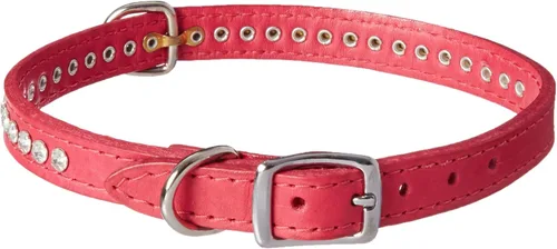 Miniatura 73 de Collar de perro de cuero y cristales de OmniPet Signature, cuero de grano de violeta africana de avestruz, se ajusta a un tamaño de cuello de 6"-8