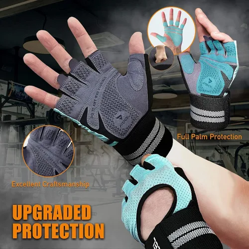Miniatura 4 de ATERCEL Guantes de entrenamiento transpirables con soporte de muñeca para gimnasio, ejercicio, dominadas, súper ligeros para hombres y mujeres