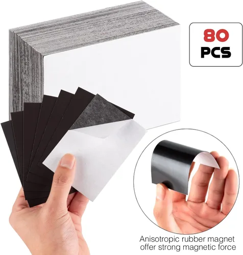 Miniatura 2 de Hojas magnéticas con adhesivo para fotos de tamaño de cartera, paquete de 2.5 x 3.5 – 80 unidades, respaldo autoadhesivo a granel, crea imanes