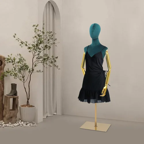 Miniatura 6 de Forma de vestido de torso de maniquí femenino, 59.06 a 78.7 pulgadas de altura ajustable, modelo humanoide, soporte de maniquí con manos ajustables