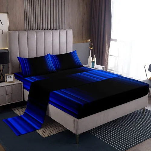 Miniatura 30 de Feelyou Juego de sábanas decorativas con ombre abstracto para niños y adolescentes, juego de sábanas rojas y negras de moda para dormitorio de niñas