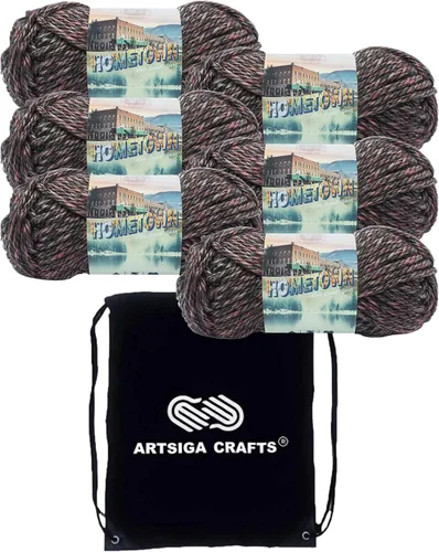 Miniatura 11 de Lion Brand Hometown New York White 135-100 (3 madejas - mismo lote de tinte) #6 S Bulky - Hila acrílica para crochet y tejer con bolsa para proyectos