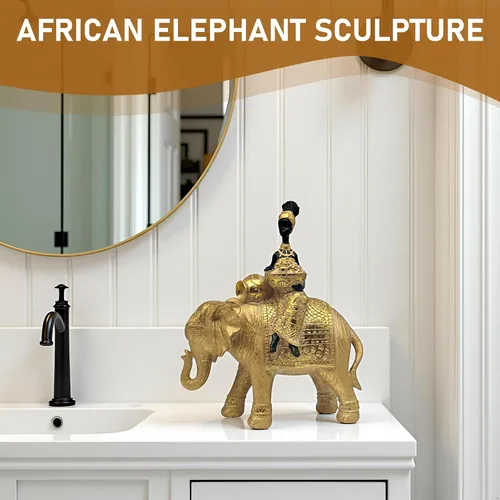 Miniatura 5 de Estatua de elefante de la suerte para decoración del hogar, juego de escultura de elefante africano de 11 pulgadas, figura decorativa para sala