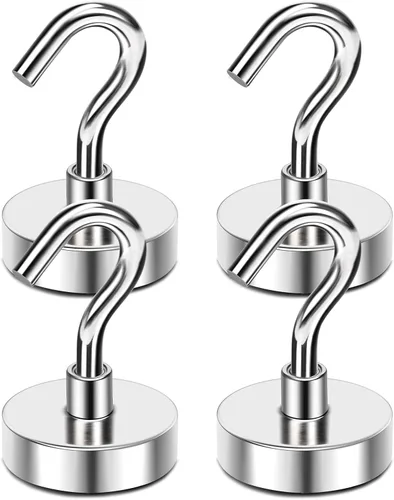Miniatura 27 de MIKEDE Ganchos Magnéticos, 30 Libras+ Imanes de Tierra Negros de Servicio Pesado con Gancho para Refrigerador, Ganchos Magnéticos de Crucero