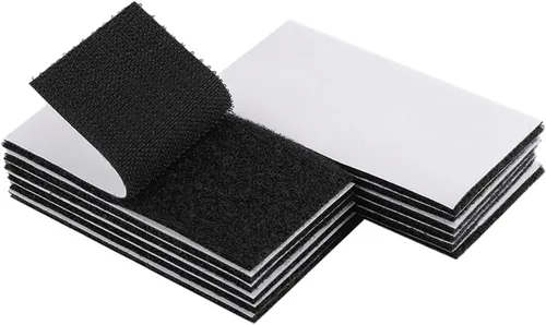 Melsan - Cinta adhesiva cuadrada de velcro, cierre adhesivo para interiores y exteriores en lugar de agujeros y tornillos, 5 x 10 cm, 12 juegos,