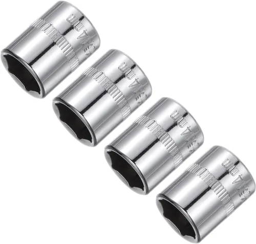 Miniatura 6 de uxcell 4 Pcs 1/4-Inch Drive 0.197 in 6-Point Zócalo poco profundo, métrico, acero con cromado