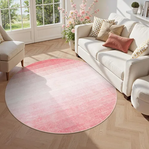 Miniatura 18 de Wonnitar Alfombra rosa lavable de 2 x 6 pies, moderna alfombra de pasillo de baño en degradé, contemporáneo, antideslizante, alfombra degradada