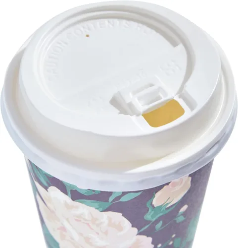 Miniatura 9 de BLUE PANDA Tazas de café de papel, 16 onzas, 48 unidades, 4 colores florales pastel, tazas desechables con tapas para café caliente y frío y té
