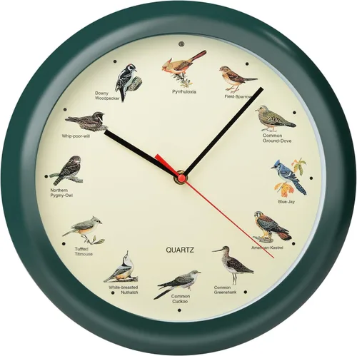 Miniatura 9 de Reloj de pared de pájaro cantante de 12 pulgadas con nombres y canciones de pájaros