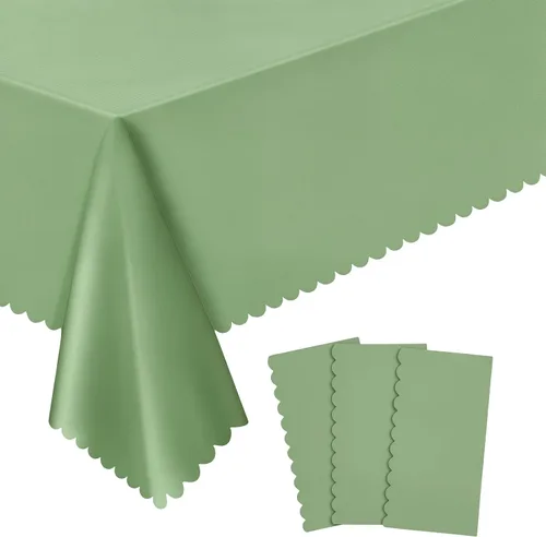 Miniatura 10 de 3 Pack Plastic Black Tablecloth, 54 X 108Inch Disposable Scalloped Dessert Table Coth for Rectangle Tables Waterproof Outdoor Table Cover for BBQ