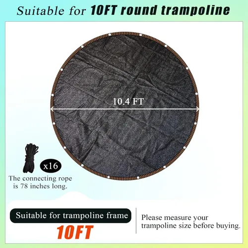 Miniatura 2 de Funda de sombra para cama elástica redonda de 10 pies, cubierta redonda para cama elástica al aire libre para protección solar y bloqueo de hojas
