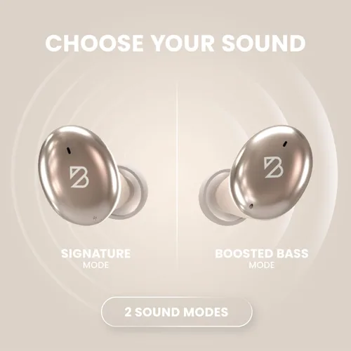 Miniatura 6 de Tempo 30 Auriculares inalámbricos con sonido premium, auriculares Bluetooth para mujeres y hombres, auriculares dorados con micrófono, IPX7 a prueba
