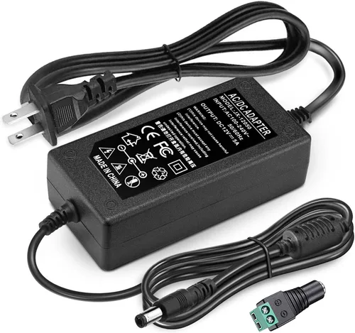 DC 12V 5A Adaptador de fuente de alimentación Convertidor Transformador 60W AC 100-240V Entrada 50/60hz con 12 voltios 5 Amp 0.217x0.098 in DC