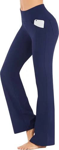 IUGA - Pantalones de yoga de corte de bota para mujer, pantalón de cintura alta y control de abdomen, con 4 bolsillos, pantalones de entrenamiento