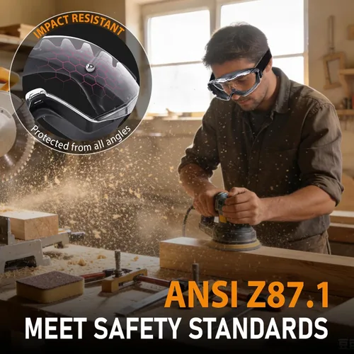 Miniatura 5 de TICONN Anteojos de seguridad antivaho y ajustables, ANSI Z87.1, UV385, protección ocular para adultos