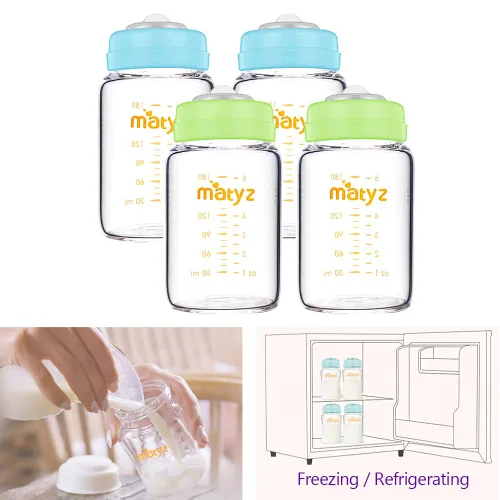 Miniatura 3 de Matyz Contenedores de vidrio para almacenamiento de leche materna, paquete de 4, botella de 6 onzas, aptos con bomba Spectra Medela Avent - Botella