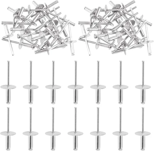 Miniatura 8 de Swpeet 260 piezas de 7 tamaños 3/16" 1/8" 5/32" - M3.2/4/4.8 Kit surtido de remaches ciegos de aluminio con brida grande, remaches plateados