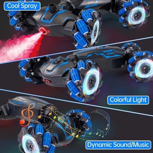 Miniatura 5 de 4WD Coche de Control Remoto con Sensor de Gesto, Giro de 360° de Doble Cara, con Luces y Música, Coche RC de Acrobacias con Giros para Niños de 6 a