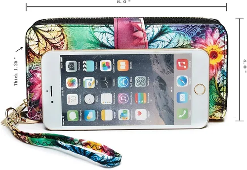Miniatura 5 de LOVESHE Cartera de mujer con bloqueo RFID y cremallera alrededor de la cartera de mano para mujer