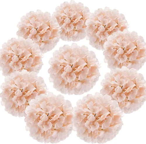 Miniatura 18 de Cabezales artificiales de hortensias de seda para decoración de bodas caseras, 10 unidades Rosa bebé