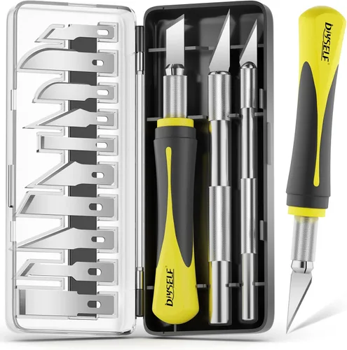 DIYSELF Juego de cuchillos Exacto de 16 piezas, cuchillo de manualidades y kit de cuchillos de pasatiempo, cuchillo de precisión con estuche de