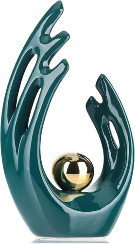 Miniatura 19 de XMGZQ Estatuas y esculturas de cerámica abstracta, estatuas de cerámica de arte negro y dorado, decoración moderna para el hogar, sala de estar