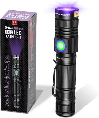 Miniatura 12 de DARKBEAM Linterna UV 365nm Luz negra recargable USB, lámpara de Wood de mano ultravioleta luz negra LED portátil, detector de orina de mascotas