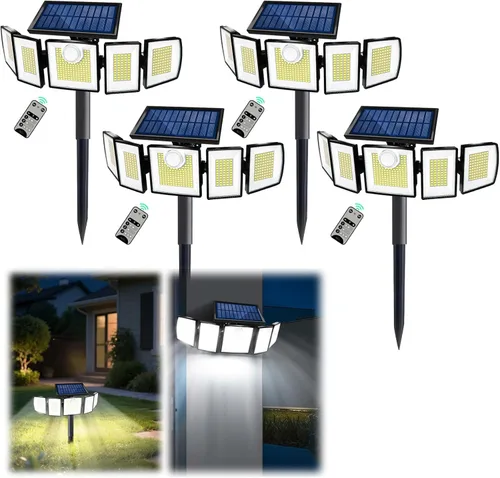 Miniatura 15 de MDCMDCM Luces solares para exteriores, sensor de movimiento impermeable, 416 LED, 3000 lúmenes, súper brillante, 3 brillo; 3 modos, iluminación