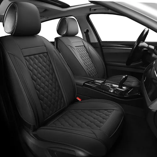 Juego completo de fundas de cuero para asiento de automóvil, ajuste universal para la mayoría de automóviles, SUV, sedanes y camionetas, fundas de
