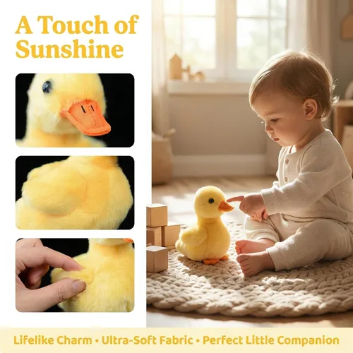 Miniatura 2 de Peluche de pato pequeño amarillo, animal de peluche de pato de simulación de 5.5 pulgadas, muñeca de pato bebé como regalo para tus hijos