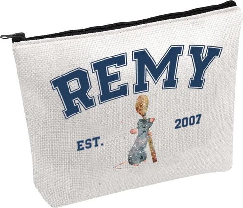 FOTAP Bolsa de cosméticos con cita Remy para fanáticos de ratas, regalo Remy Est. 2007, bolsa de maquillaje, bolsa de maquillaje para ratón, bolsa